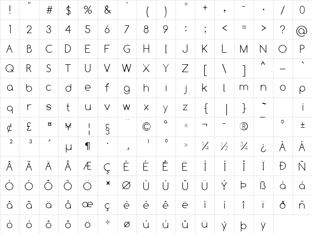 Comfortaa Thin font glyph preview Comfortaa Thin font glyphpreview