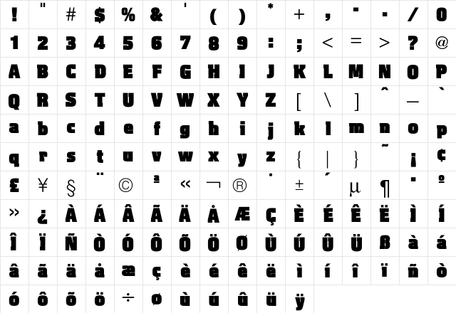 Aquarius Ten font glyphpreview