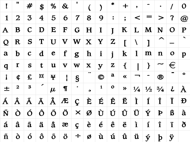 ClaytonWide Bold font glyph preview ClaytonWide Bold font glyphpreview
