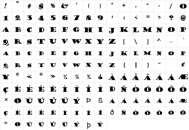 CoffeeSack Normal font glyph preview CoffeeSack Normal font glyphpreview