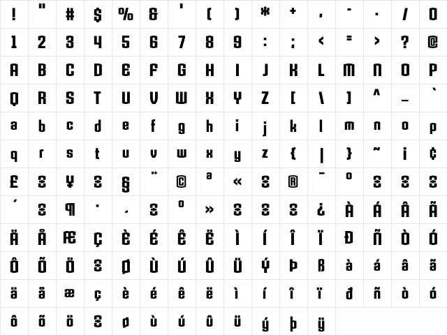 Armada BoldCondensed font glyphpreview