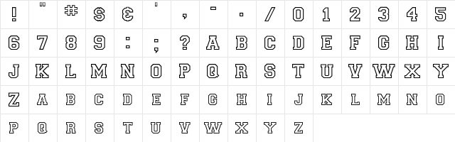 CollegiateOutlineFLF Regular font glyphpreview