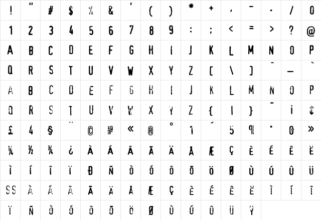 Confidential Regular font glyph preview Confidential Regular font glyphpreview