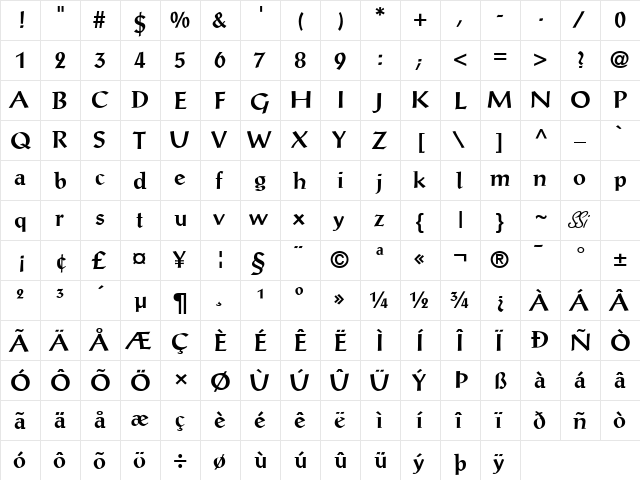 Antiqua SSi Bold font glyphpreview