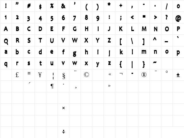 Comuc Regular font glyphpreview