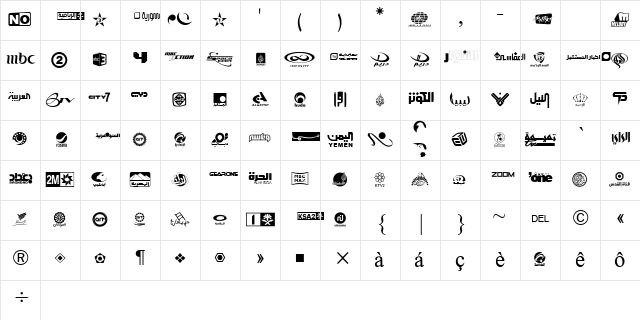 Arab TV logos Regular font glyphpreview