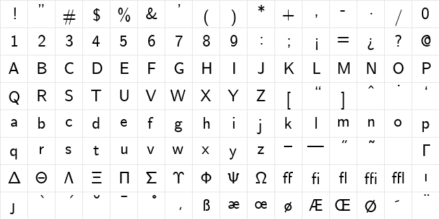cmss10 Regular font glyph preview cmss10 Regular font glyphpreview