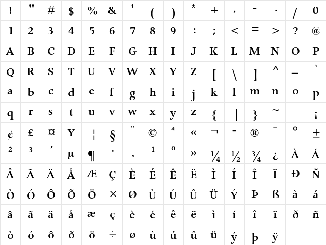 Apollo MT Std Semibold font glyphpreview