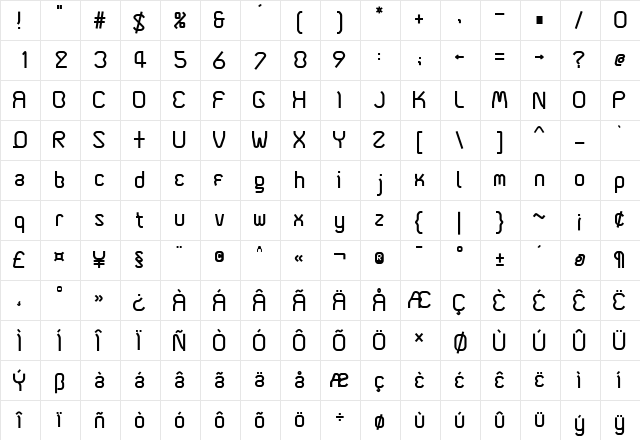 Coma2 Medium font glyph preview Coma2 Medium font glyphpreview