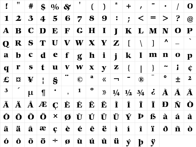 Comenius Antiqua Bold font glyphpreview