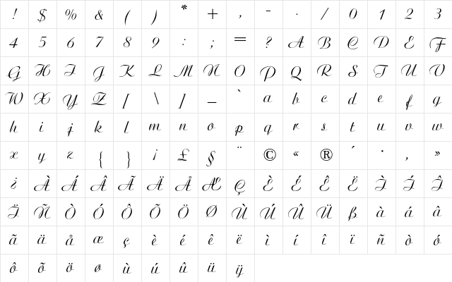 Ariston BQ Regular font glyphpreview