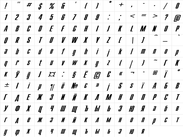 Compact Wd Italic font glyphpreview