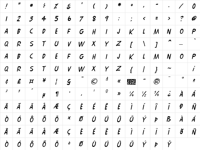 Comix Italic font glyphpreview