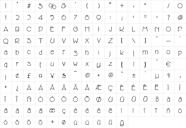 Archibald Regular font glyph preview Archibald Regular font glyphpreview