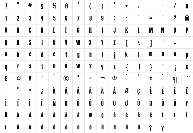 ColiseumRR Bold font glyph preview ColiseumRR Bold font glyphpreview