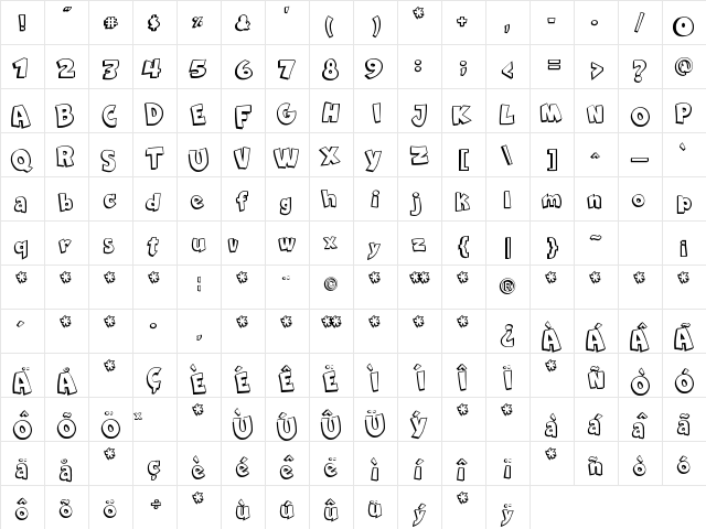 Comica BD Regular font glyph preview Comica BD Regular font glyphpreview