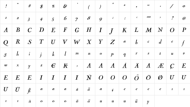 Cock Italic font glyphpreview