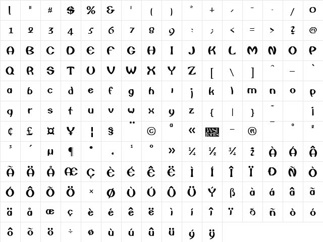 Comstare Regular font glyph preview Comstare Regular font glyphpreview