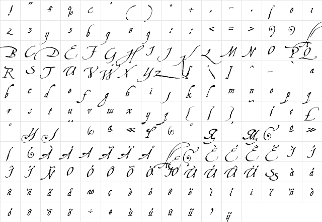 Aquiline Regular font glyphpreview