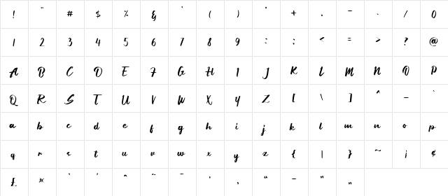 Aprillia Wijaya Demo Version Regular font glyphpreview