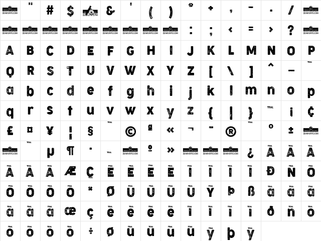 Cocogoose Narrow Letterpress font glyphpreview