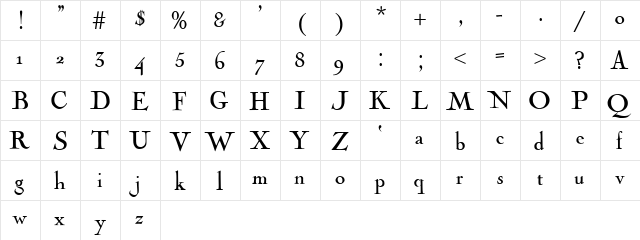 Cochin-Archaic Regular font glyphpreview