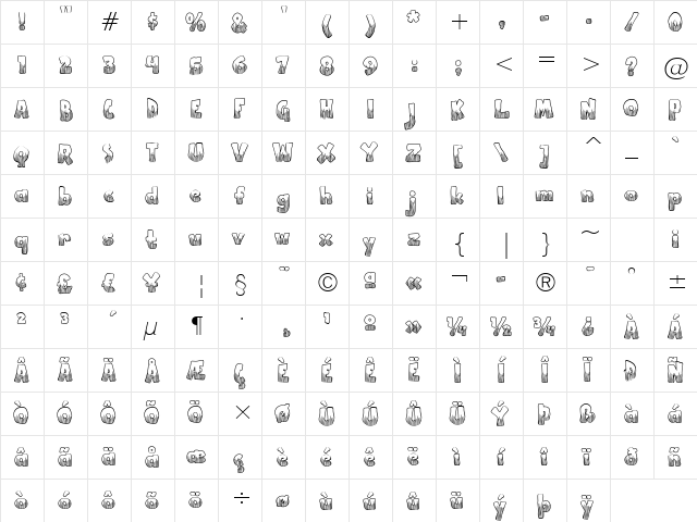 Apple Boy BTN Scratch Regular font glyph preview Apple Boy BTN Scratch Regular font glyphpreview