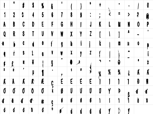 aRape Angular Regular font glyphpreview