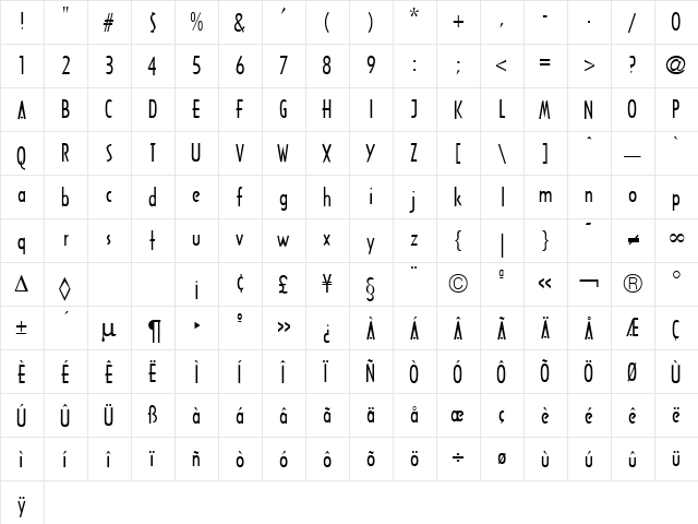 Archie Regular font glyphpreview