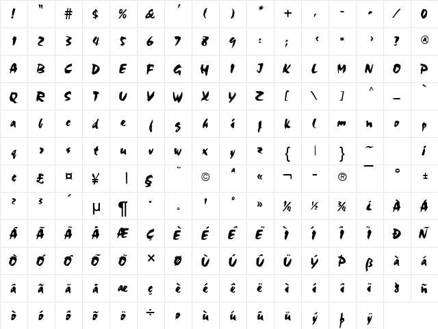 Cocoa Normal font glyphpreview
