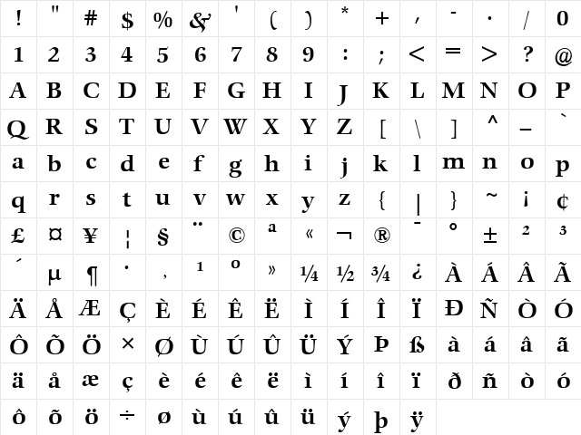 Comenius Antiqua Bold font glyphpreview