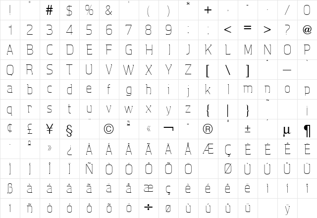 Aquarius Regular font glyphpreview