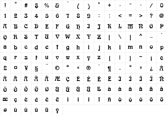 ArnoldBoecklin-ExtraBold Regular font glyphpreview