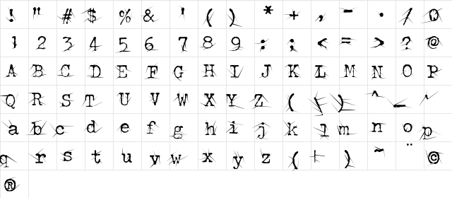Confused Root Regular font glyphpreview