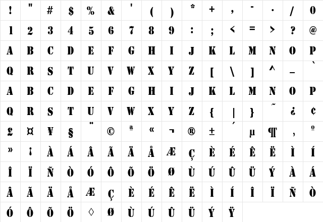 Army Thin Regular font glyphpreview