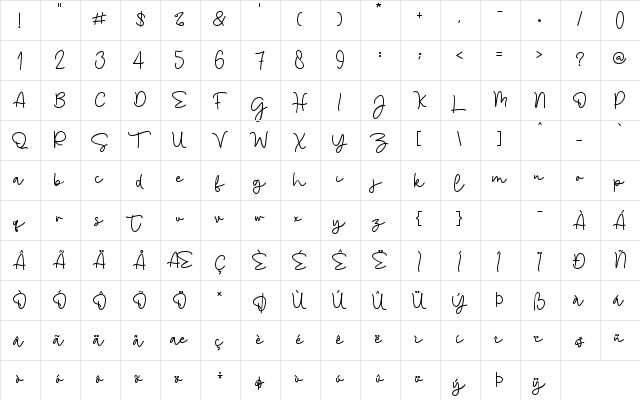 Angel Cry Regular font glyphpreview