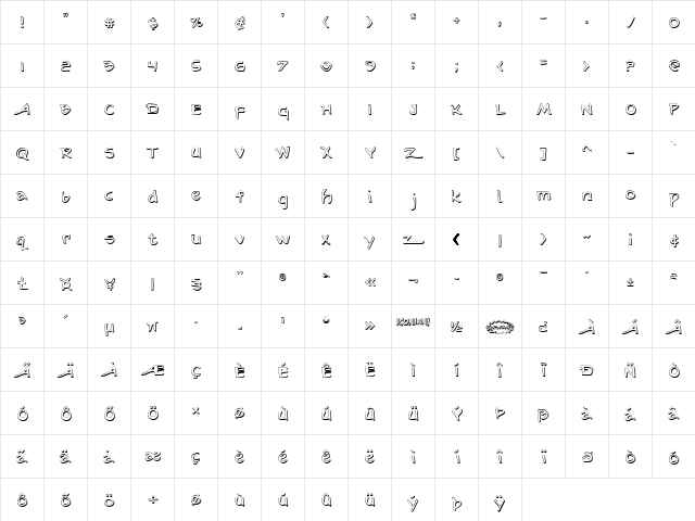 Arilon Shadow Regular font glyphpreview