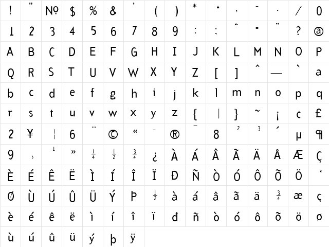 Arb Medium font glyphpreview