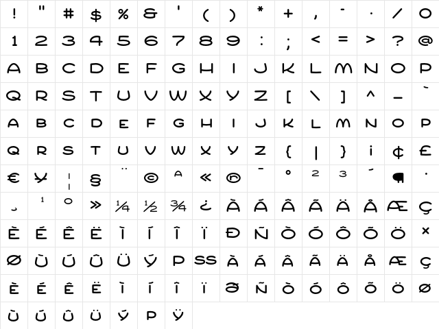 Compur Regular font glyph preview Compur Regular font glyphpreview