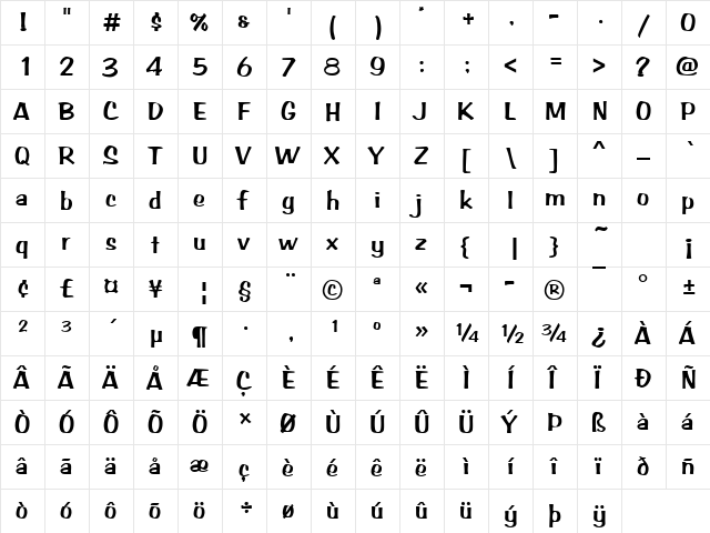 ArabBruD Regular font glyphpreview