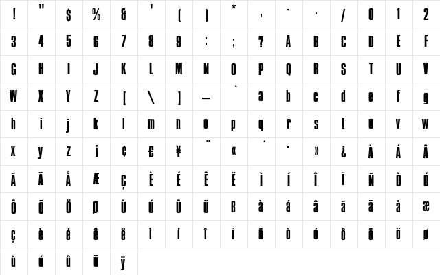 CompactaEF Regular font glyphpreview