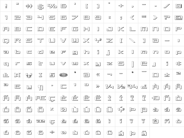 Concielian Break 3D Regular font glyph preview Concielian Break 3D Regular font glyphpreview