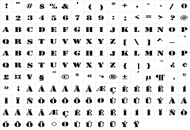 Army Expanded Regular font glyphpreview