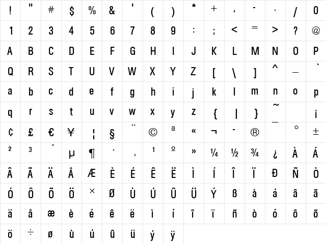 Arezzo-Cd Regular font glyphpreview