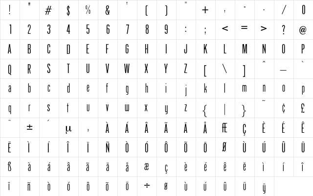 Arizona Regular font glyphpreview