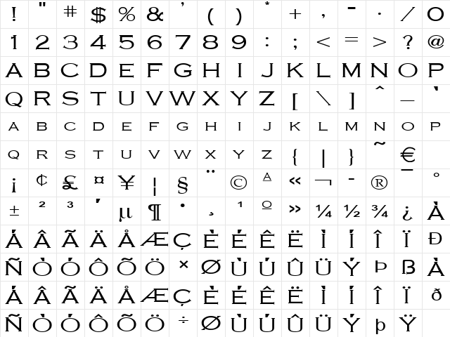 CobaltWide Normal font glyphpreview