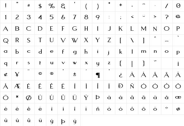 Aquaduct Plain font glyphpreview