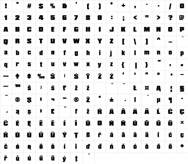 CompaPEEBla Regular font glyph preview CompaPEEBla Regular font glyphpreview