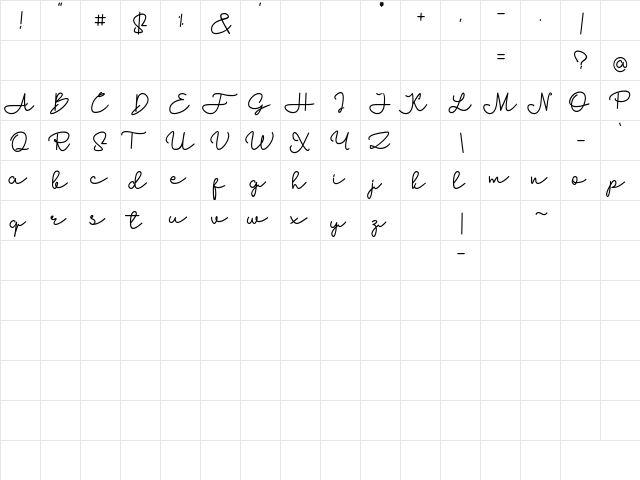 Anzelia Regular font glyphpreview