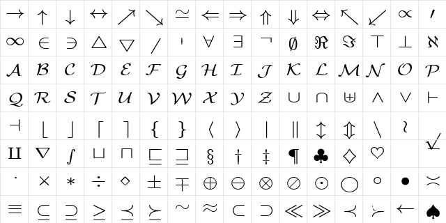 cmsy6 Regular font glyphpreview